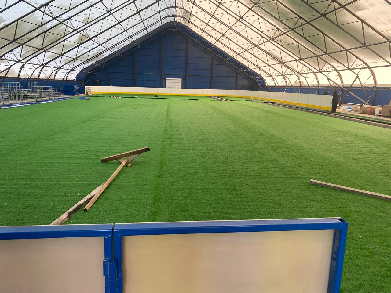 Завершающий этап установки многофункциональной площадки 60х30м